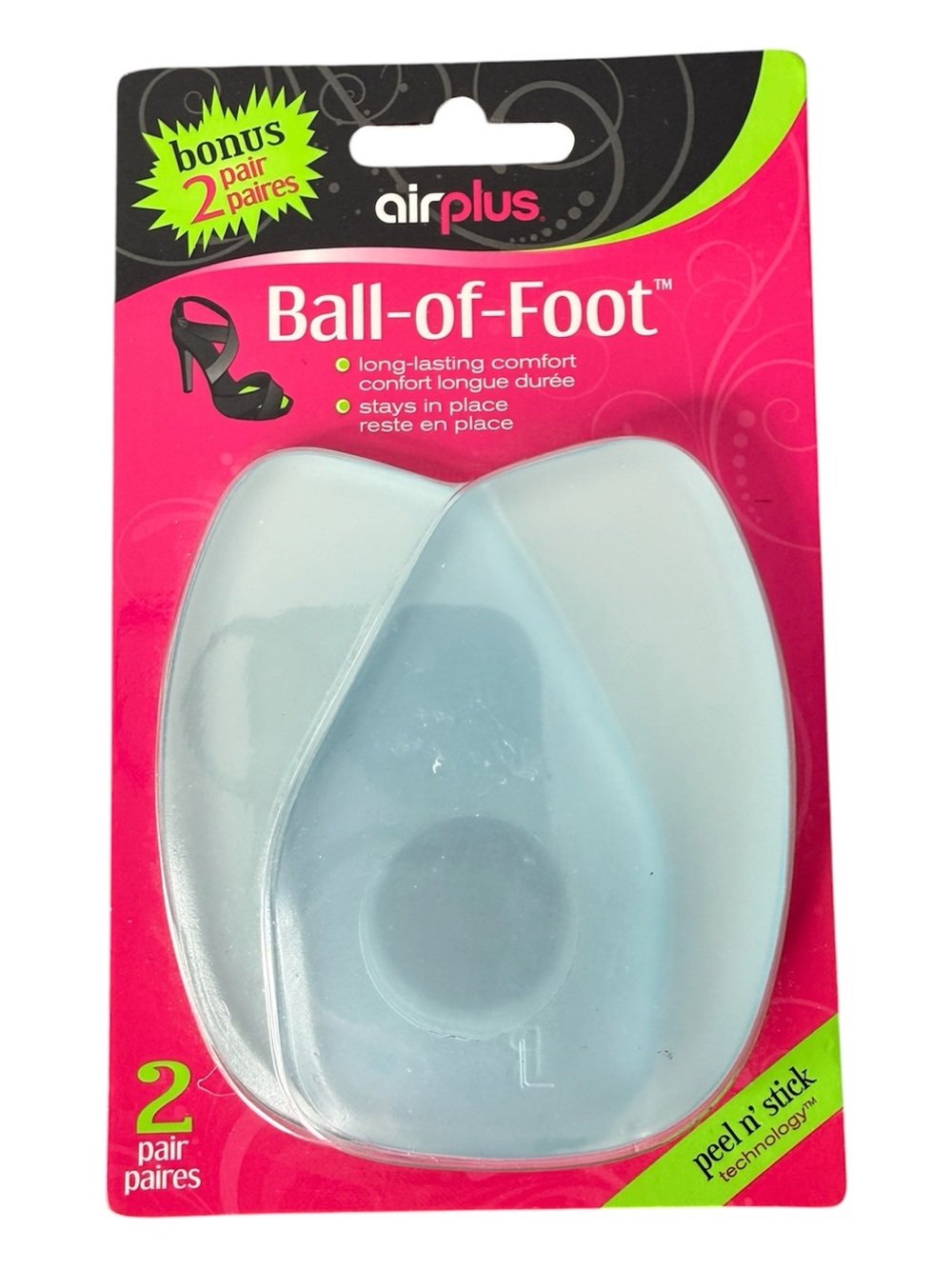 AIRPLUS New Ball Of Foot Invisigel Gel Foot Pads Cushion Peel & Stick 2 Pair